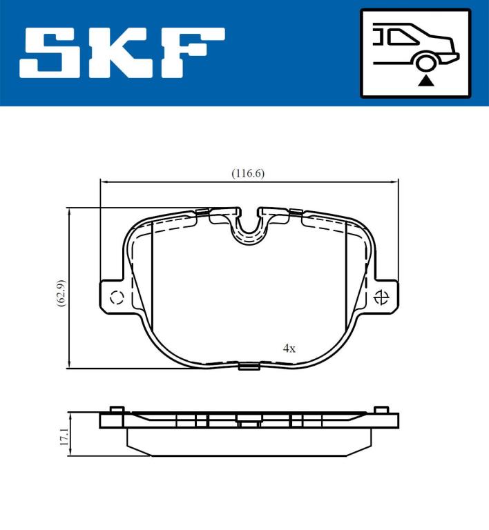 Jogo de 4 pastilhas de travão SKF ref. VKBP 90707